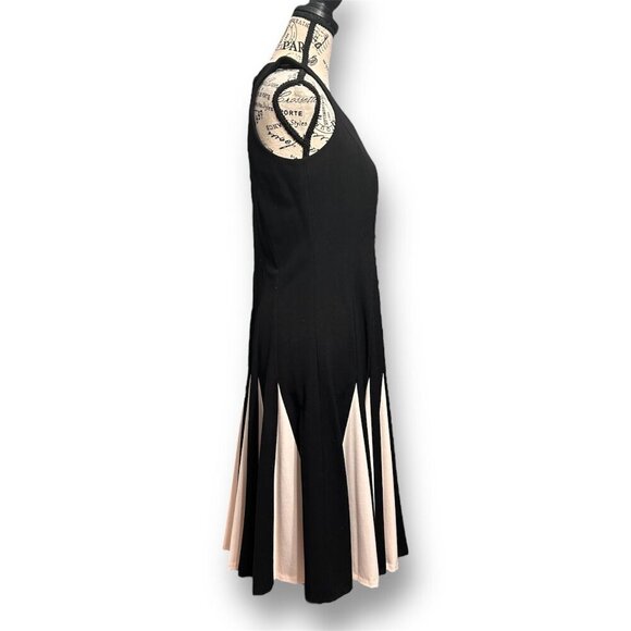 Tommy Hilfiger 12 Black Pink Colorblock Fit & Flare Midi Dress Retro Preppy Mod - Picture 4 of 7